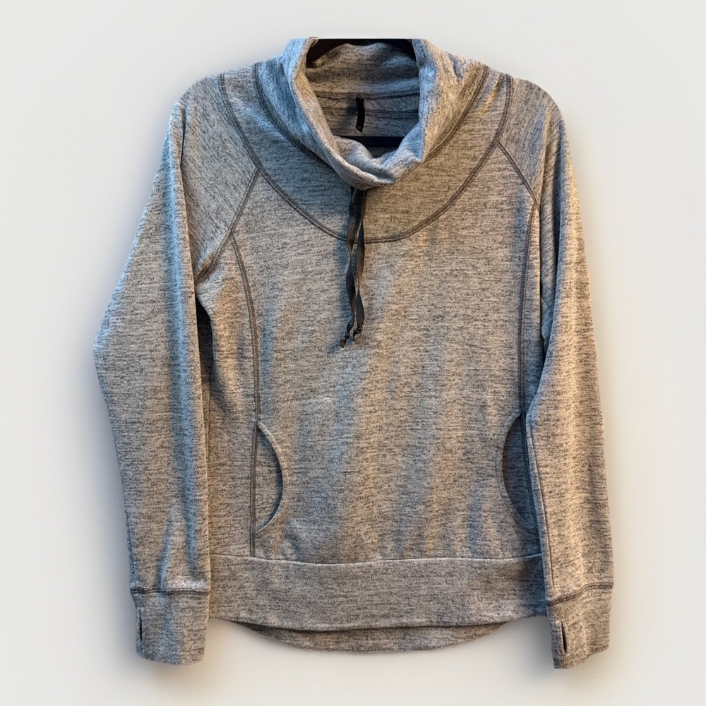 Kuhl Lea Pullover Women's M Gray‎ Funnel Neck Hoodie Thumbholes Travel